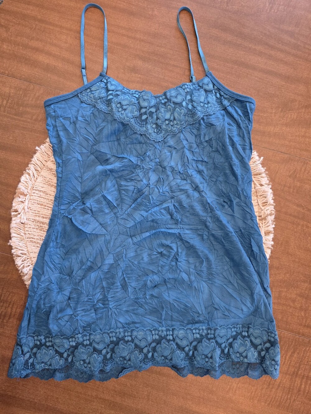 Maurices Women Medium Y2K 90s Lace Layer Spaghetti Strap Camisole Tank Deep Teal
